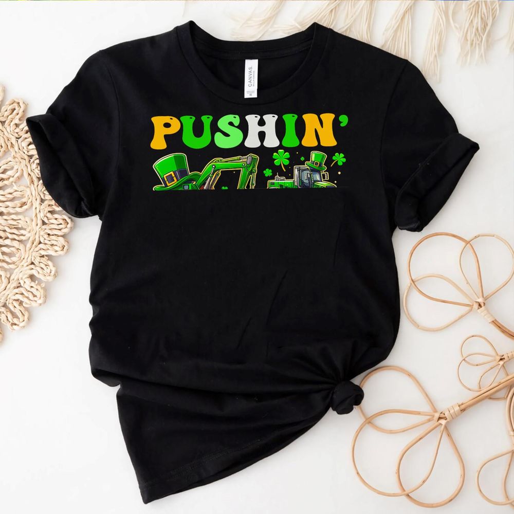 Pushing My Luck Construction Trucks St Patrick's Day Toddler Shirt Unisex Standard T-Shirt black s