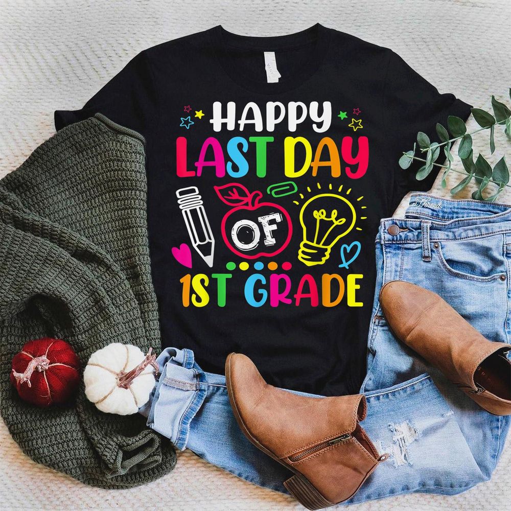 Happy Last Day 1st Grade Shirt Teachers Or Students Gift Shirt Unisex Standard T-Shirt black s