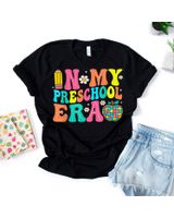 In My Preschool Era Shirt Teacher First Day Of Pre-k Shirt Unisex Standard T-Shirt black s