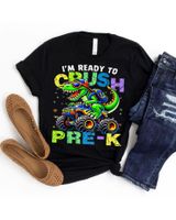 I'm Ready To Crush Pre-k Dinosaur Monster Truck Shirt Unisex Standard T-Shirt black s
